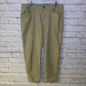 Lululemon ABC Pants Men Size 36 Beige Classic Fit 5 Pocket Warpstreme Trousers